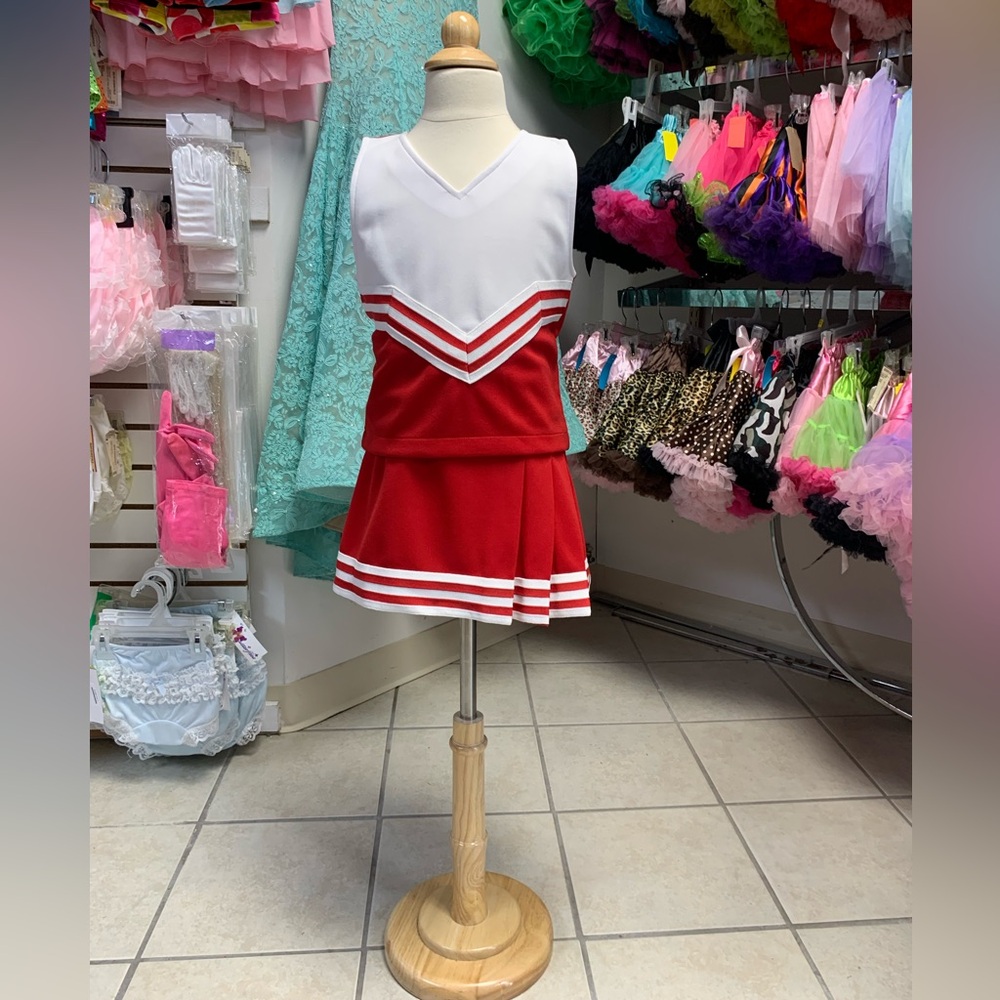 Childs Size 14 Red & White Blank (No Logo) Cheerleading Uniform Set NWT